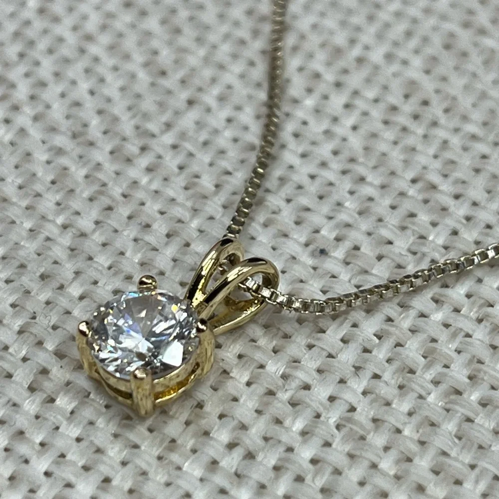 Vintage 925 Italy Sterling Silver Necklace w/ CZ Pendant – 18” - Picture 3 of 17